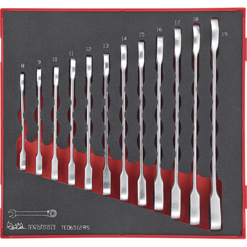 12Pc Ratchet Roe Comb. Spanner Set 8-19mm