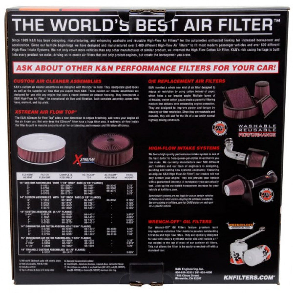 K&N Air Filter Element 14X3 #E-1650