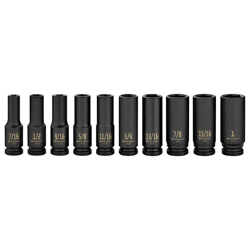 Powerbuilt 1/2" Dr 10pc Imperial Deep Impact Socket Set