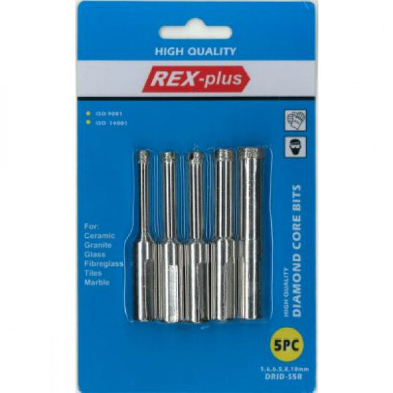 Rex-Plus Diamond Core Drill Bit Set 5pc