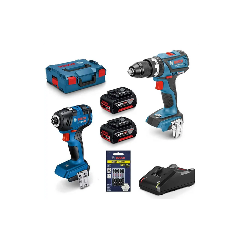 Bosch 18V Kit:GSB +GDR+2x4.0ah+L Cordless Kit