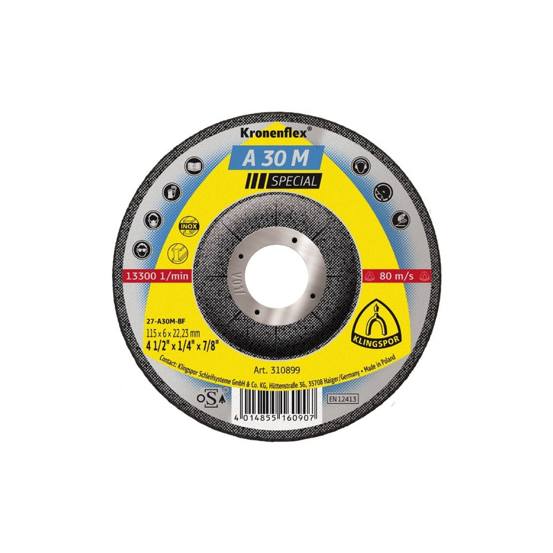 Klingspor A30M Special Inox Grinding Disc - 125mm, 6mm (10pk)