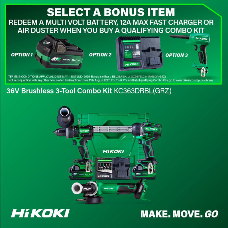 HiKOKI 36V Premium Brushless 3-Tool Kit - KC363DRBL(GRZ)