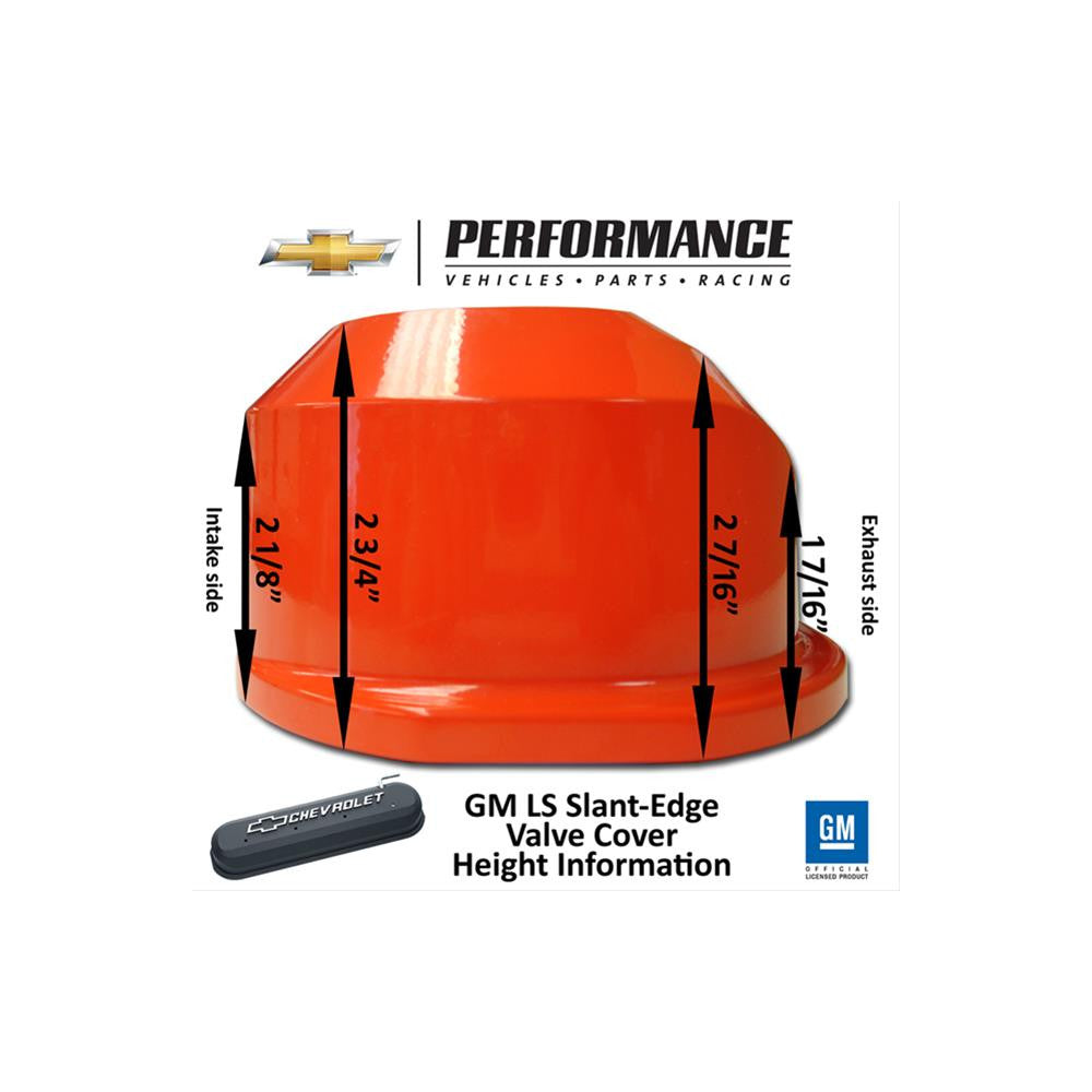 Proform Valve Cover Chev LS Black Die Cast Bowtie-Chevrolet Emblem Pair#141-262