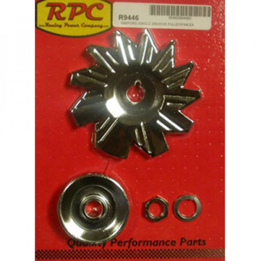 Alternator Pulley Fan Chrome GM & Ford #R9446