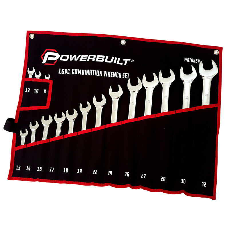 Powerbuilt 16pc Metric R&OE Fully Polished Spanner Set