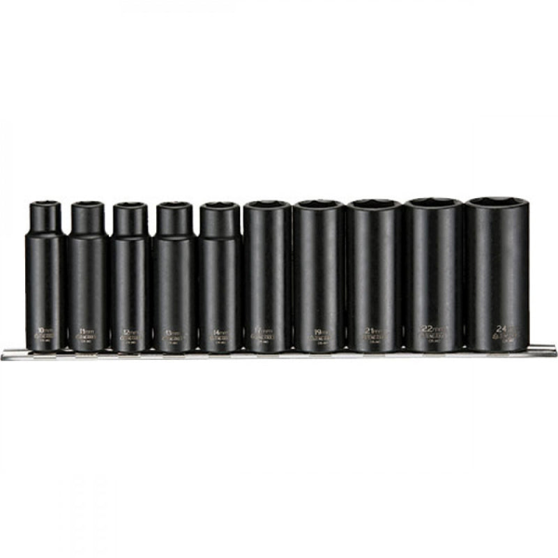 Teng 10Pc 1/2in Dr. Deep Impact Socket Set 10-24mm