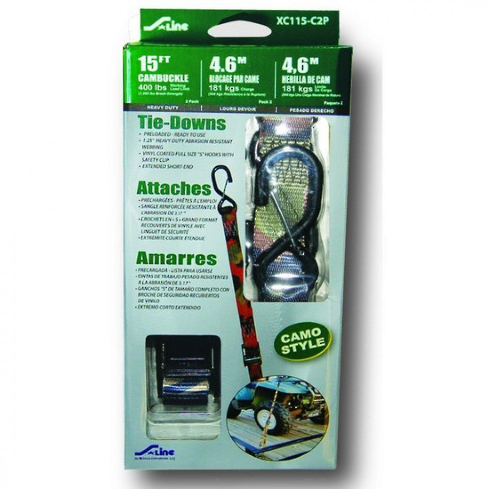 Cambuckle 4.6M S Hook Tie Down 2 Pack