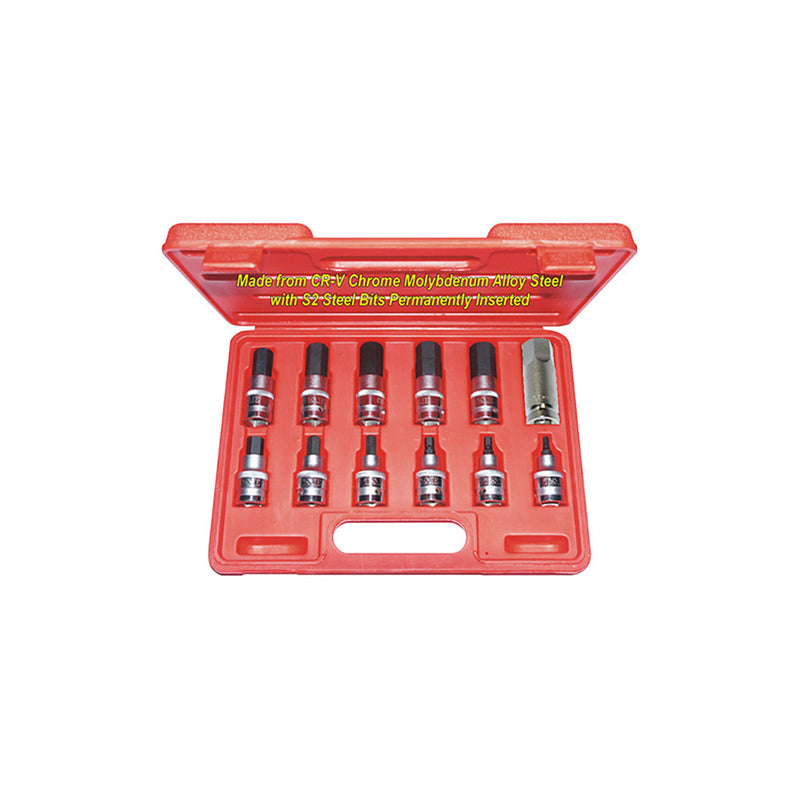 T&E Tools 1/2" Dr. 12Pc Metric In-Hex Socket Set