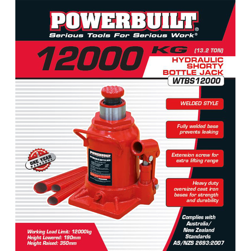 Powerbuilt 13.2Ton / 12000Kg Shorty Bottle Jack