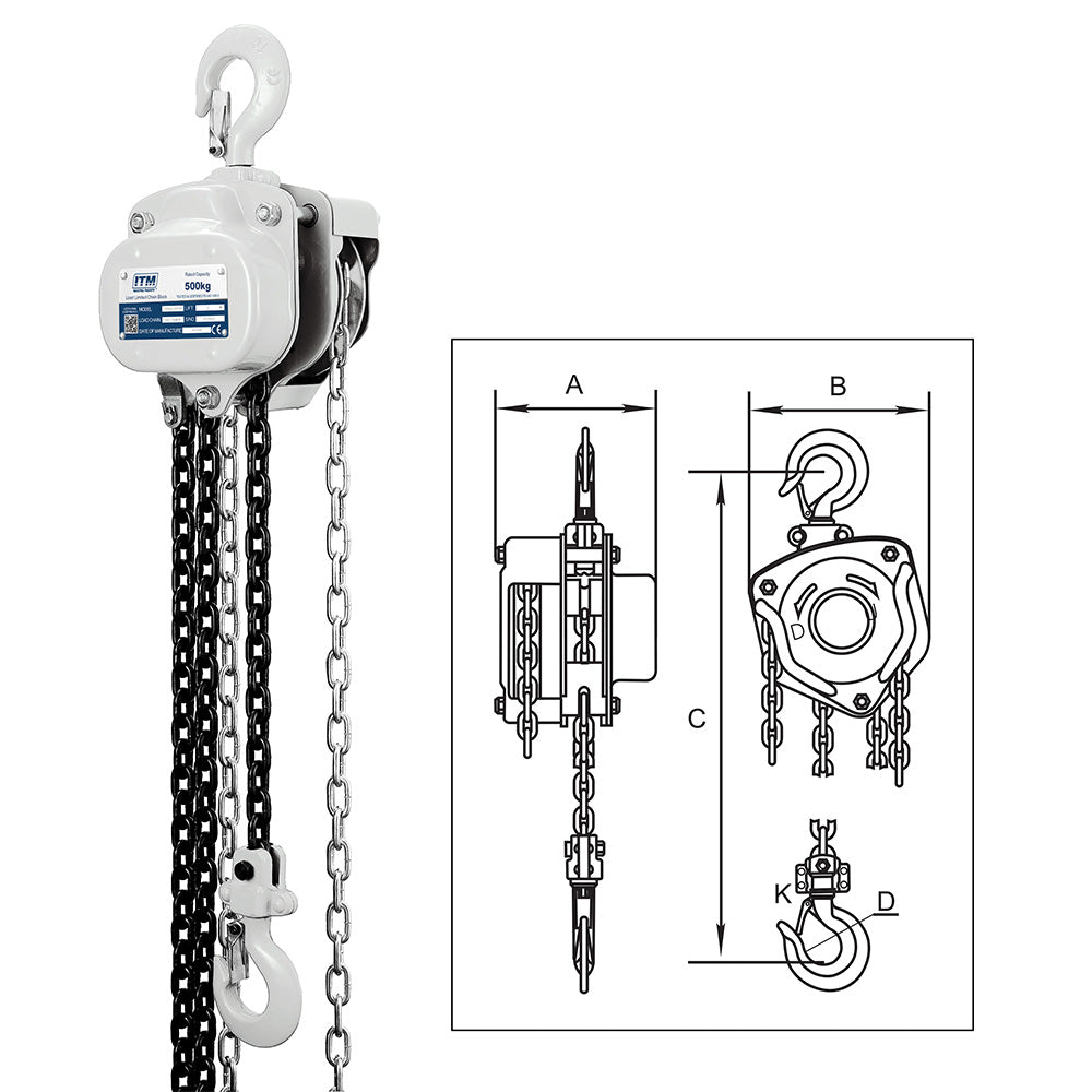 ITM Chain Block-Heavy Duty-500 Kg-6 Meter Lift