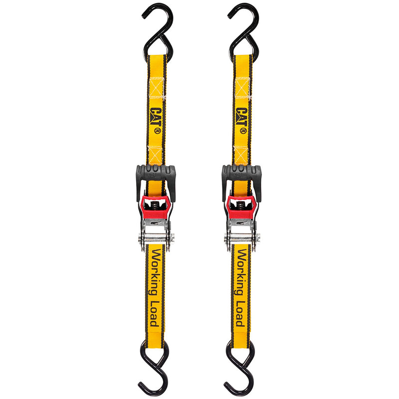 Cat 3.6M x 25mm, 2pc Ratchet Tie-Down Strap - 400KG