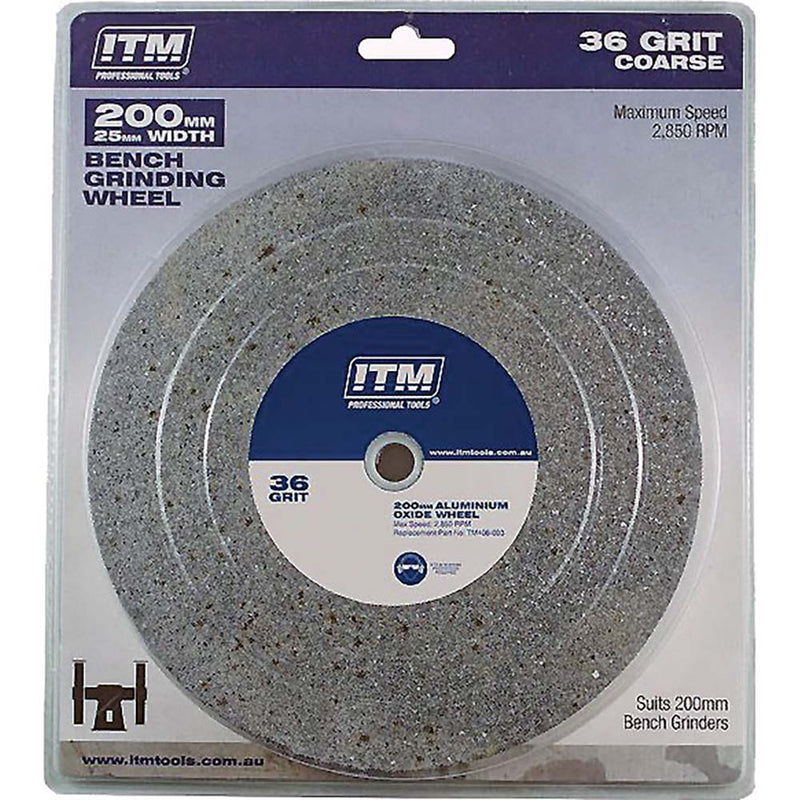 ITM Grinding Wheel Aluminium Oxide 200 x 25mm 36 Grit Coarse