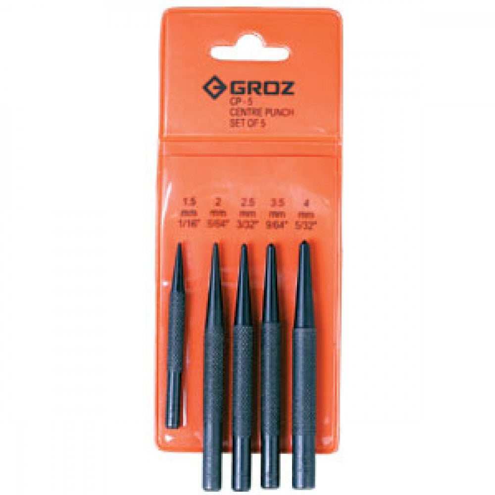 Groz 5Pc Centre Punch Set (1.5mm To 4.0mm)