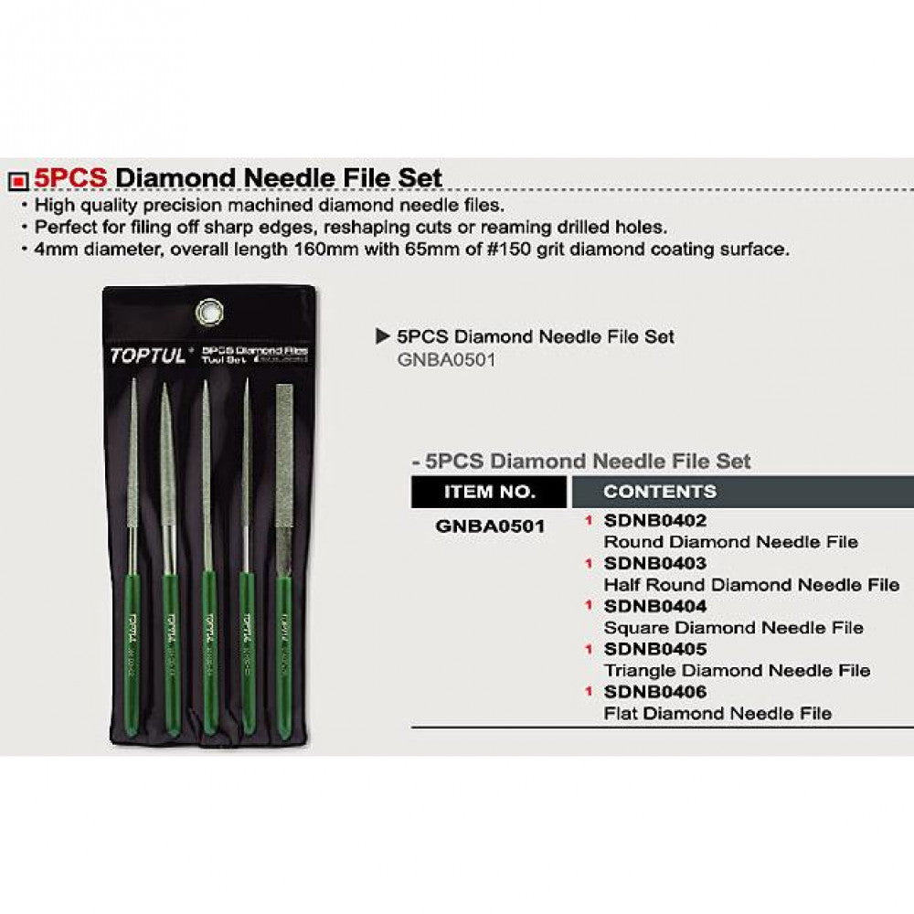 Toptul Diamond Needle File Set 5pce