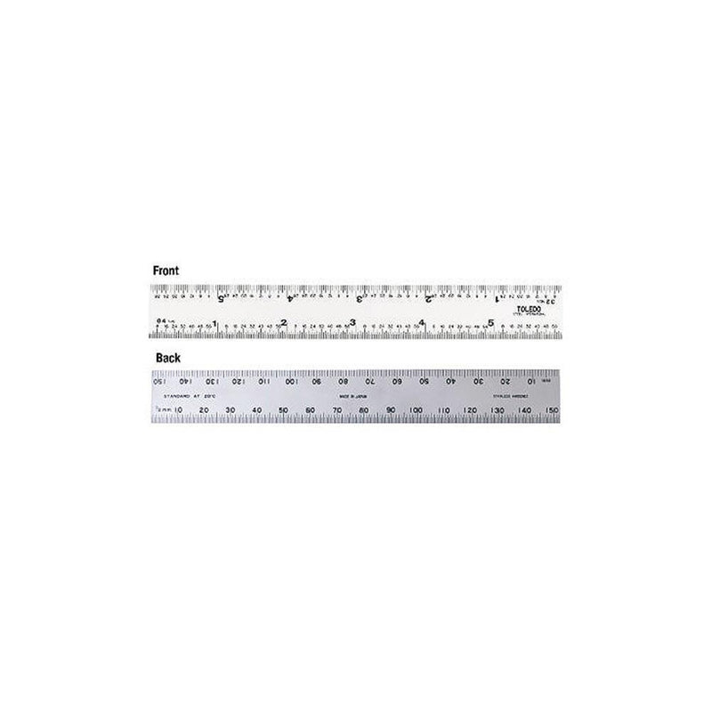 Rule 150mm/6" x 20mm Metric Imperial Double Sided Square Ends Toledo 150SE