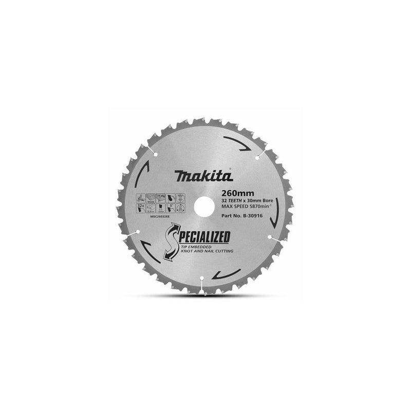 Makita Saw Blade TCT 260x30mm 32T WD/NAIL