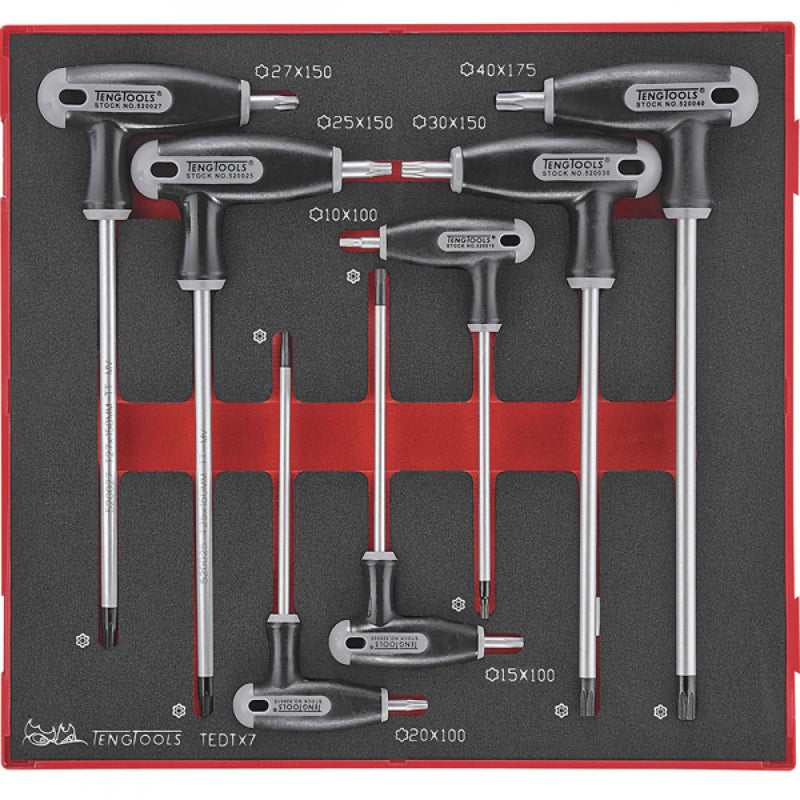 Teng 7Pc Torx® Tp/Tpx T-Handle Set 10-40-Ted-Tray™