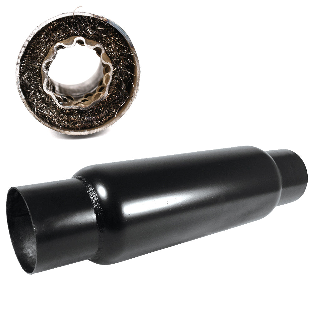 2.0" I.D Inlet/Outlet 10" Body Resonator Stainless Steel Packed (Black)