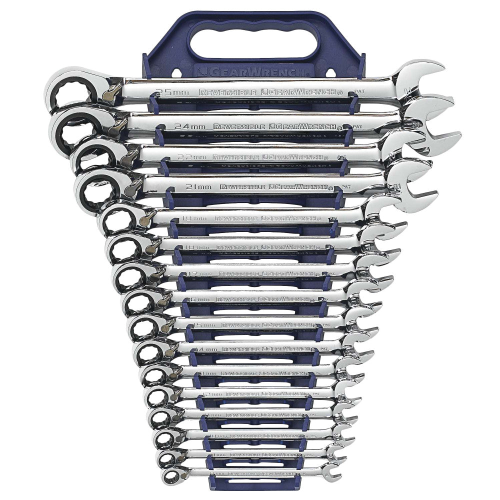GearWrench 16 Pc. METRIC Reversible Combo Ratcheting Wrench Set & BONUS SAE Set