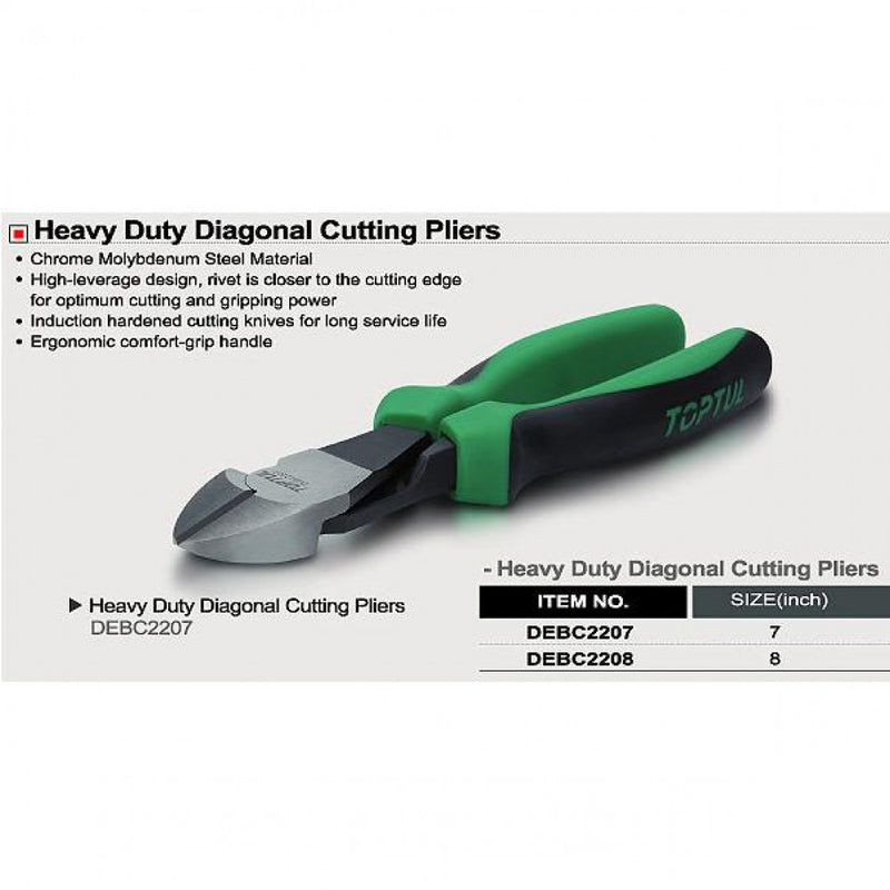 Plier Diagonal Side Cutters Cushion Grip 8" Toptul DEBC2208