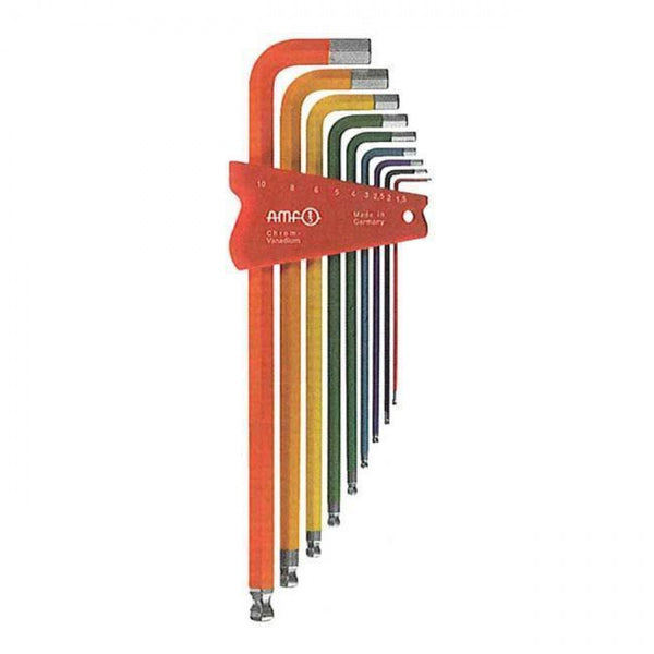 Hex Key Set Metric 1.5 - 10mm Ball Ended Colour Coded 9 Pce AMF 911LG-HM9F