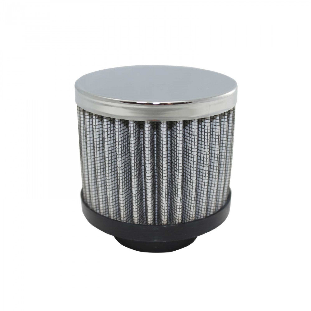 TSP CHROME STEEL ROUND 1 1/2" CLAMP-ON BREATHER WITH WASHABLE FILTER