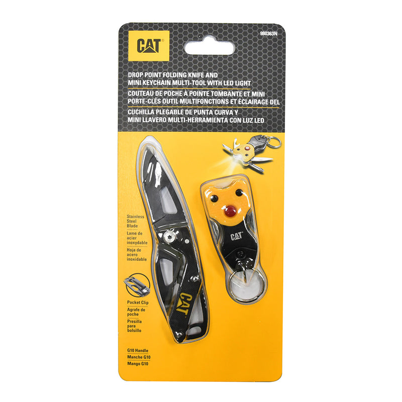 Cat Folding Skeleton Knife And Mini Keychain Multi-Tool Set