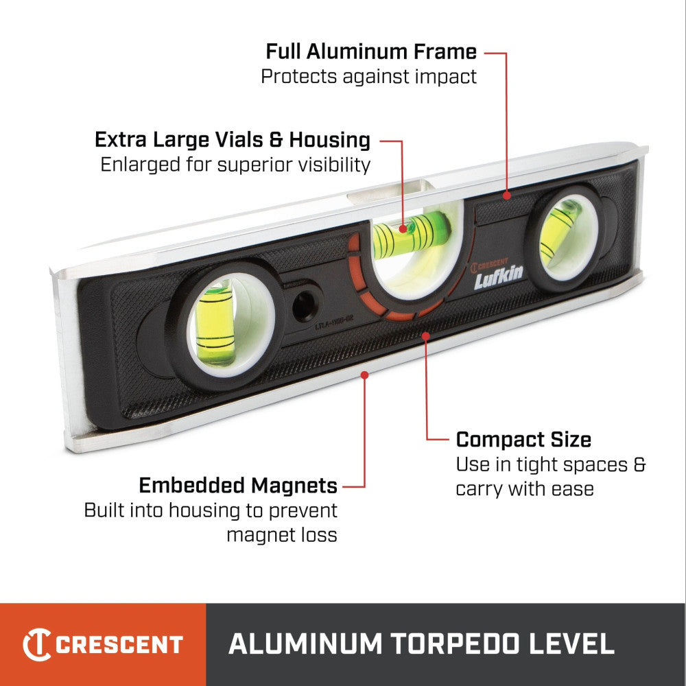 Crescent 230mm Aluminium Torpedo Level