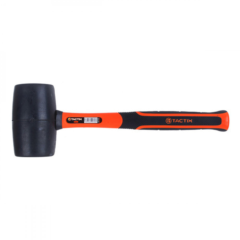 Rubber Mallet 24oz Fibreglass Handle 65mm Diameter Head  Tactix