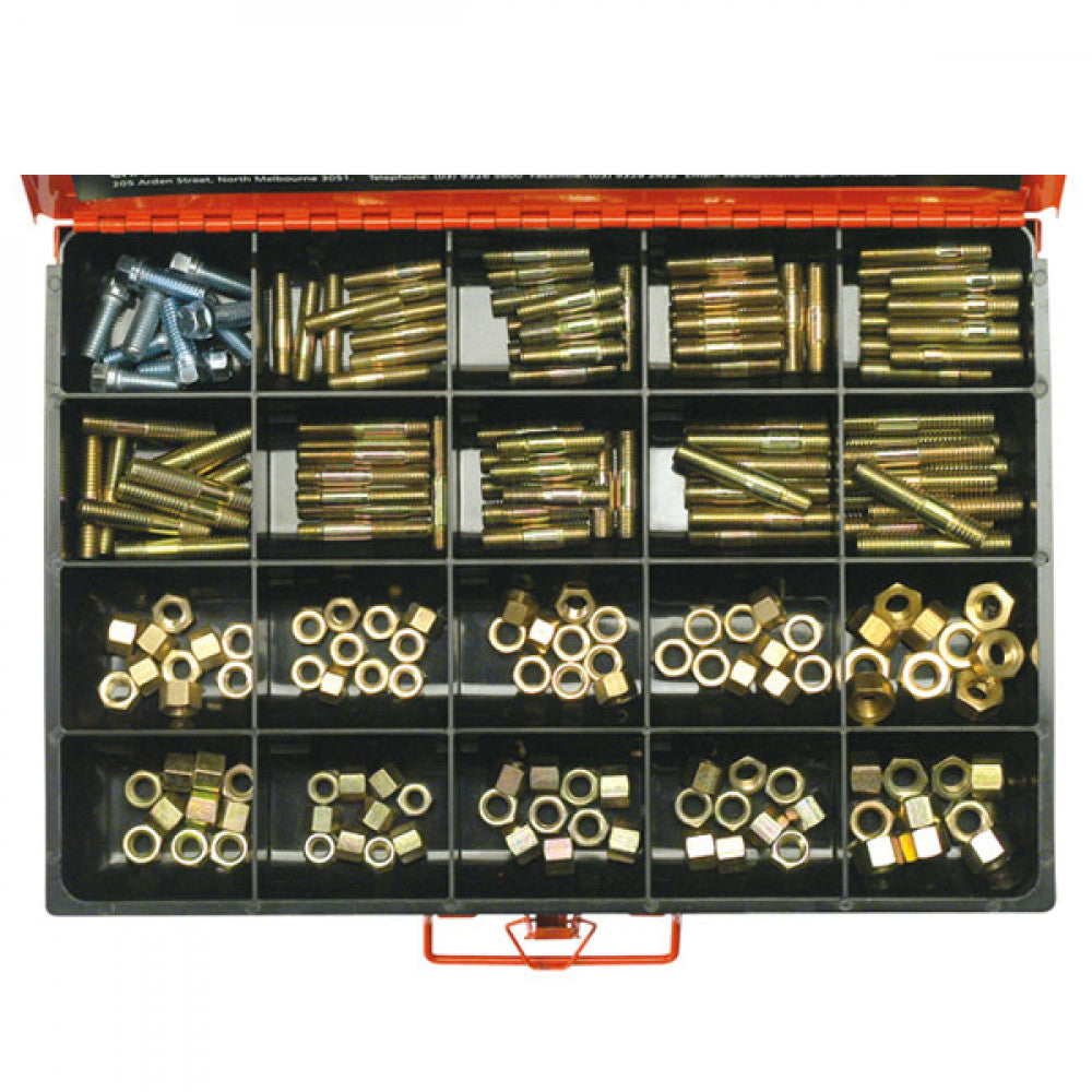 200PC MASTER MAINFOLD STUDS AND NUTS-BRASS & STEEL