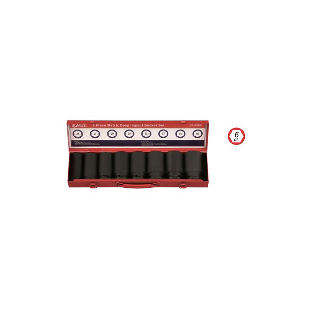 Genius 3/4" Dr. Metric Deep Impact Socket Set 8pc