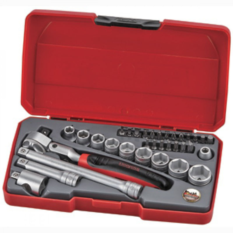 Teng 34Pc 3/8in Dr. Metric Reg. Socket Set (Flex R