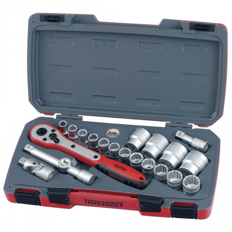 21Pc 1/2in Drive 12-Point Socket Set (Metric)