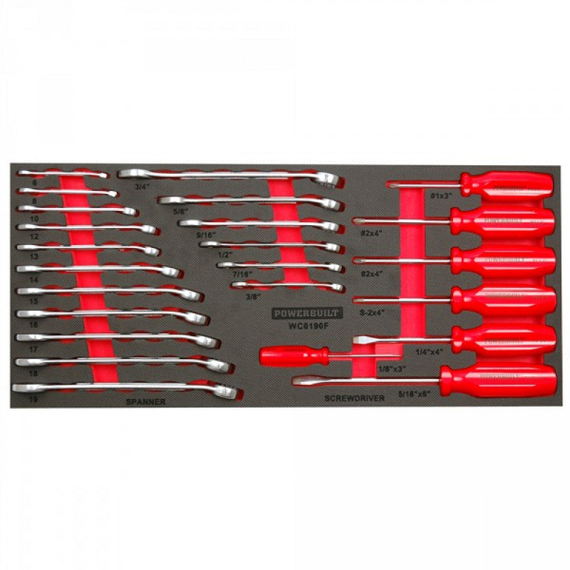 Powerbuilt 25Pc ROE Spanner & Screwdriver Tray