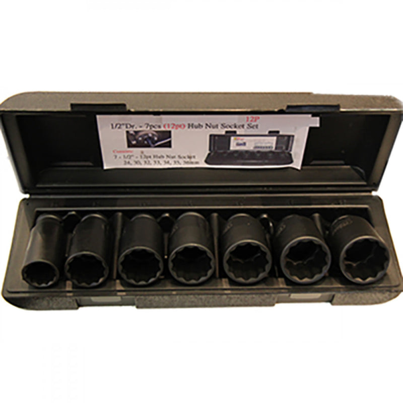 T&E 1/2" Drive 24-36mm 12Pt Deep Impact Socket Set