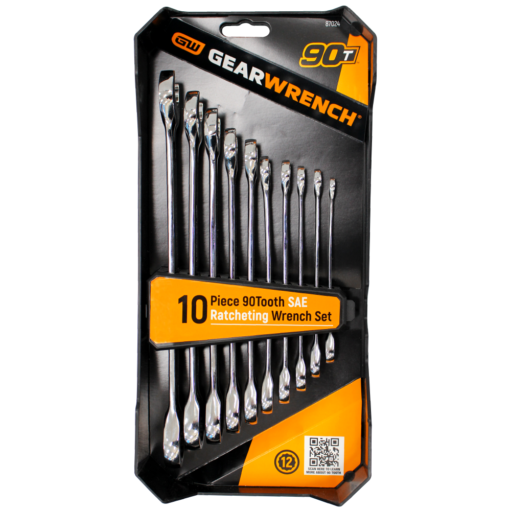 10 Piece 90 Tooth Combination Ratcheting Wrench Set - SAE - 87024