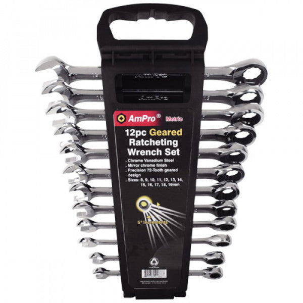 AmPro Geared Wrench Set 12pc-8-19mm
