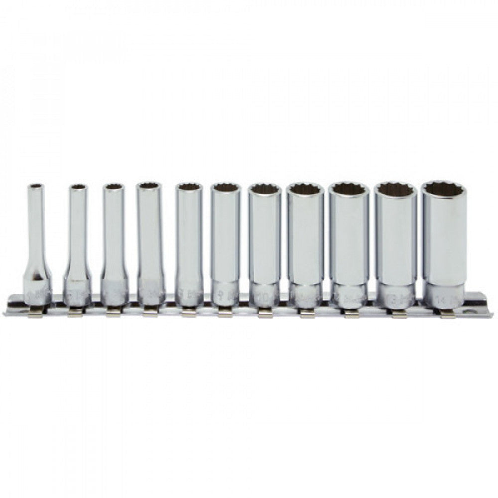 Koken 1/4"Dr Deep Socket Set On Rail 11pc 4 14mm