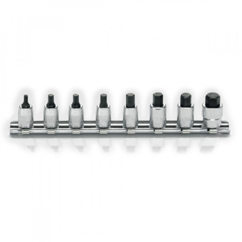 Koken 1/4"Dr Hex Bit Socket Set On Rail - 8pc