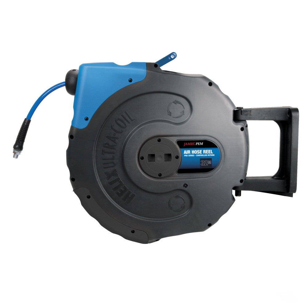 Jamec Air Hose Reel - Retractable - 8mm (5/16") - 32 Metres - PU Hose