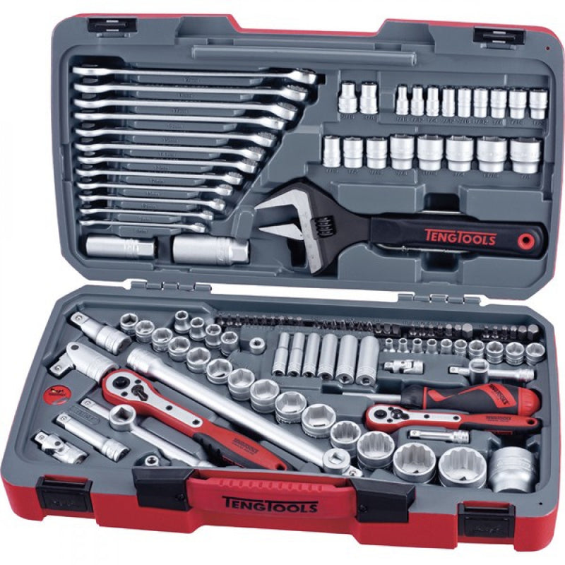 Teng Tools TM127 127 Piece 1/4", 3/8" & 1/2" Drive Metric/AF Socket & Tool Set