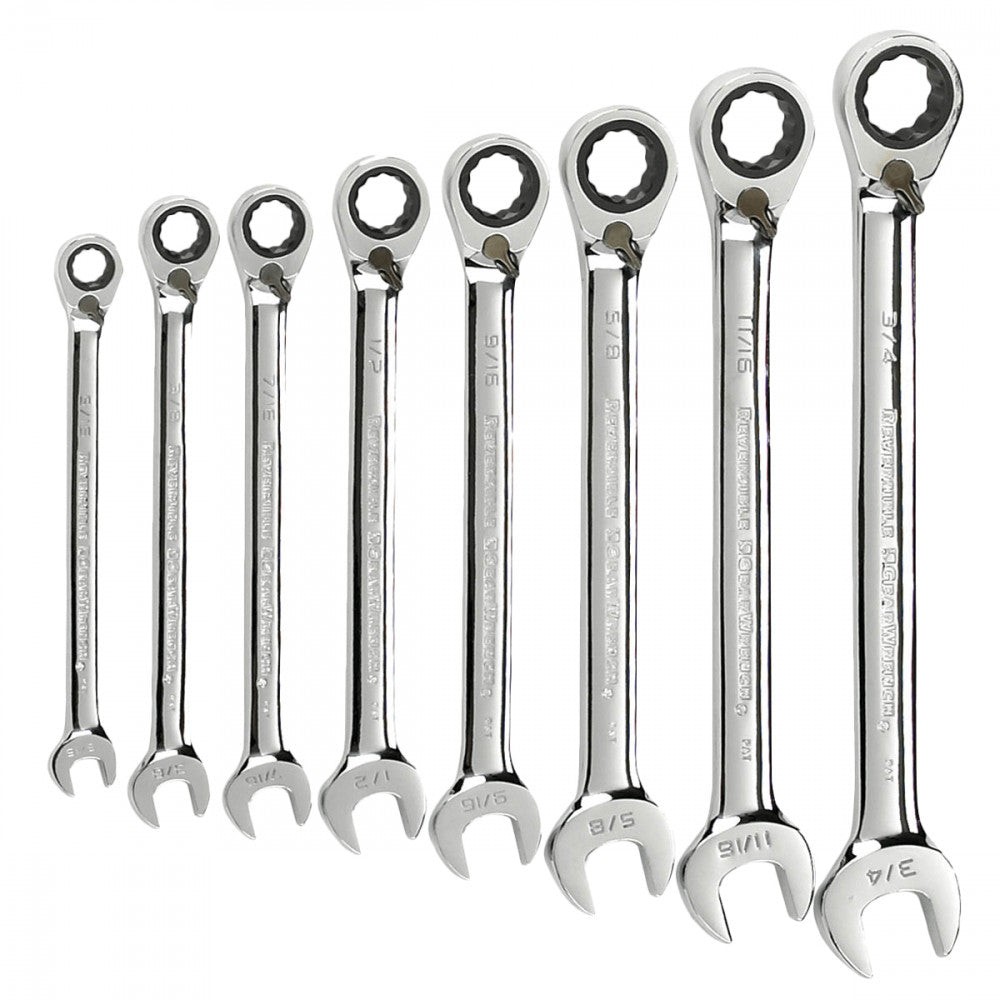 GEARWRENCH Wrench Set Combination Ratcheting Reversible Tray SAE 8Pc