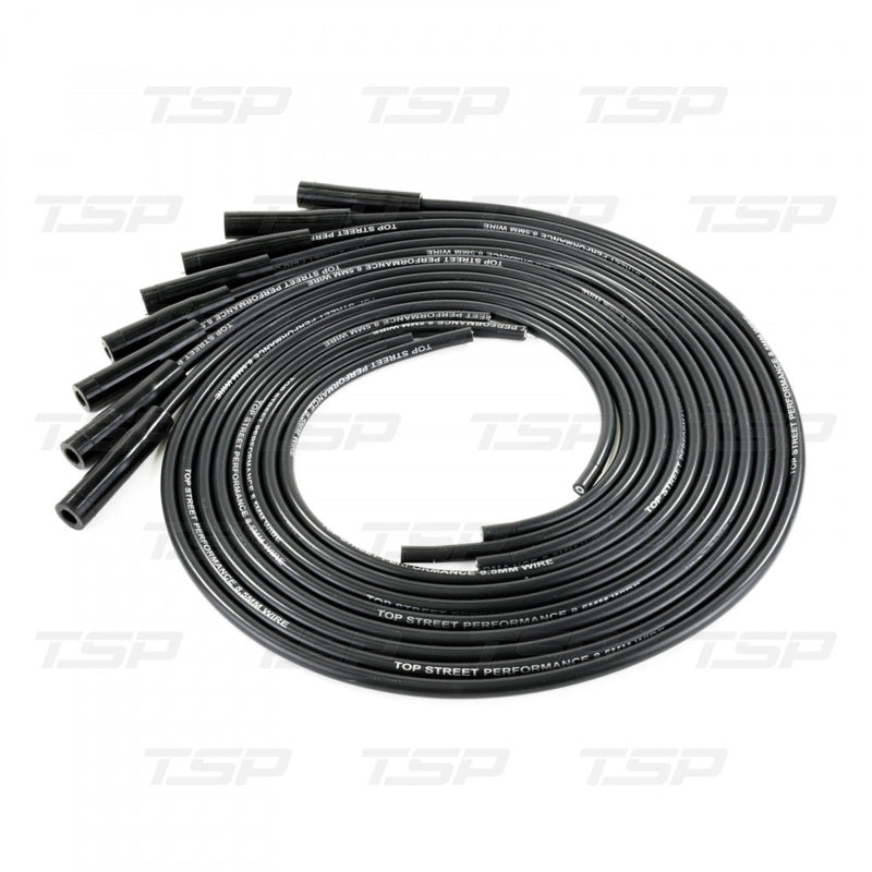 TSP 8.5mm UNIVERSAL BLACK IGNITION WIRES WITH 180° PLUG BOOTS