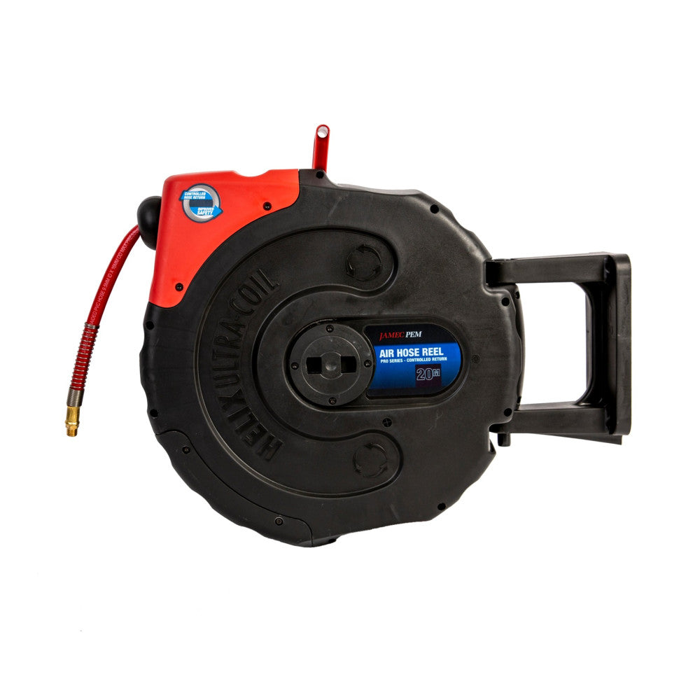 Jamec Air Hose Reel - Retractable - 10mm (3/8") - 20 Metres - PVC Hose
