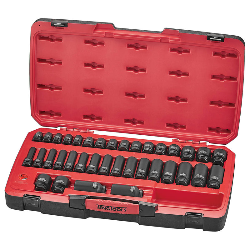 Teng 40Pc 1/2in Dr. Mm Reg. Impact Socket Set 6-Pn