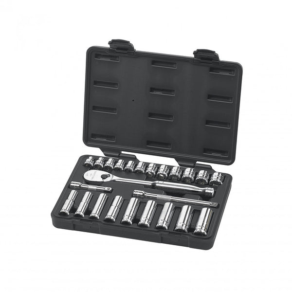 GearWrench Socket Set 3/8" Dr Standard & Deep 6pt & 12pt BlowMold Case MET 24Pc
