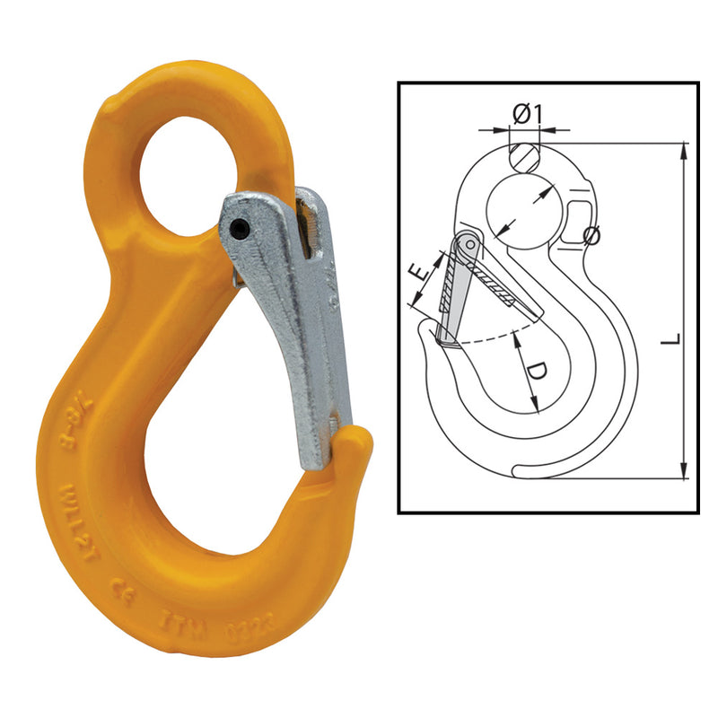 ITM G80 Components Eye Sling Hook W/ Safety Latch 10mm Chain