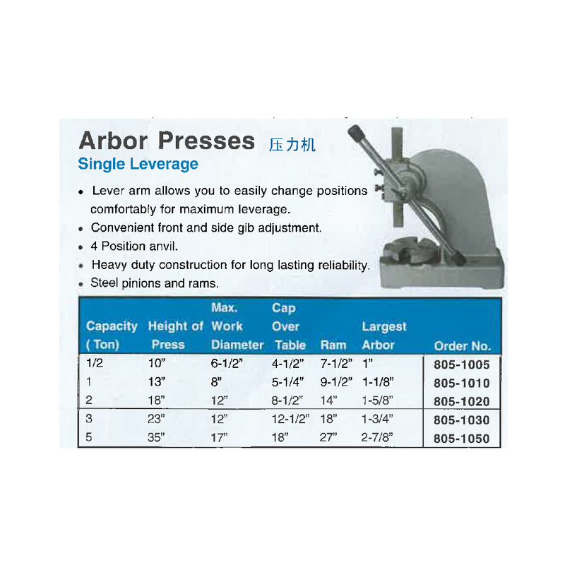 3 Tonne Arbor Press (One Only)