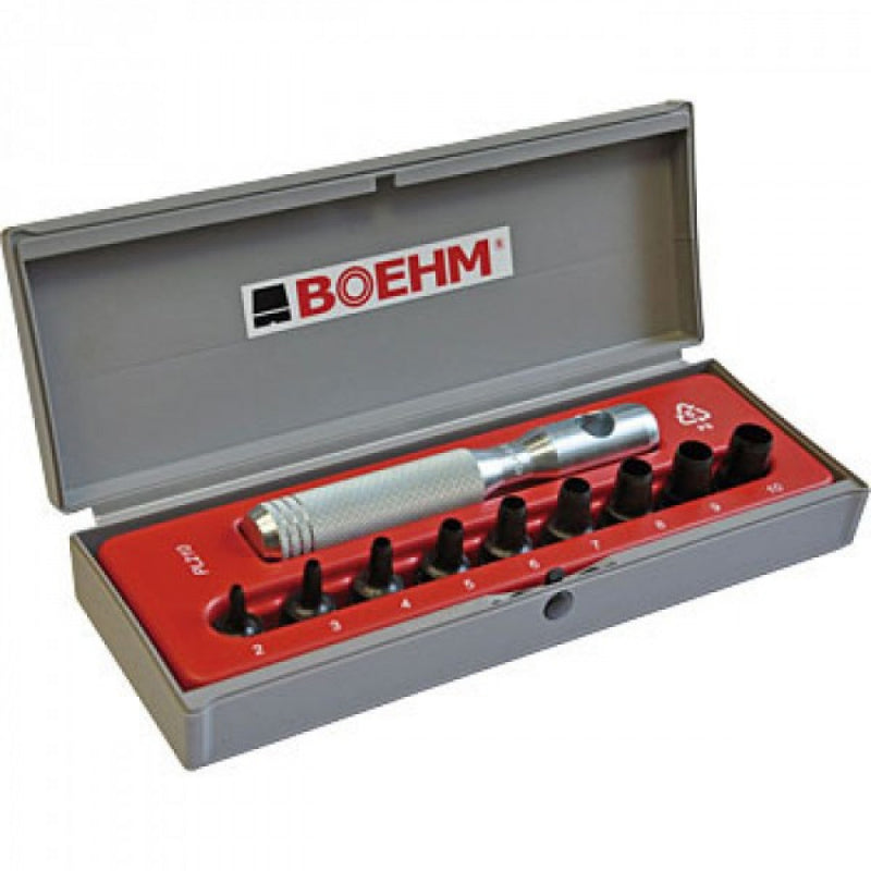 Boehm 2mm - 10mm Wad/Hollow Punch Kit C/w Hand Chuck & 9 Punches JLB210